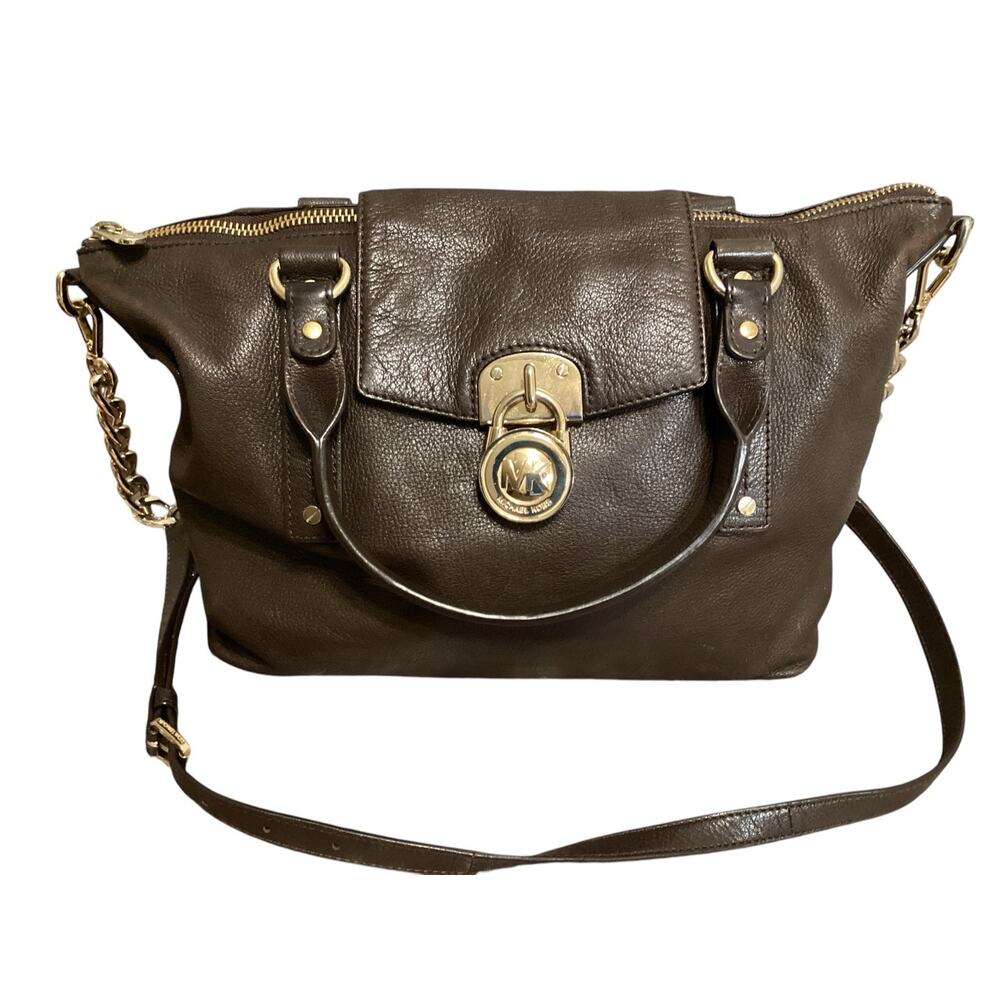 Michael Kors handbag. Dark brown leather with a jet set chain